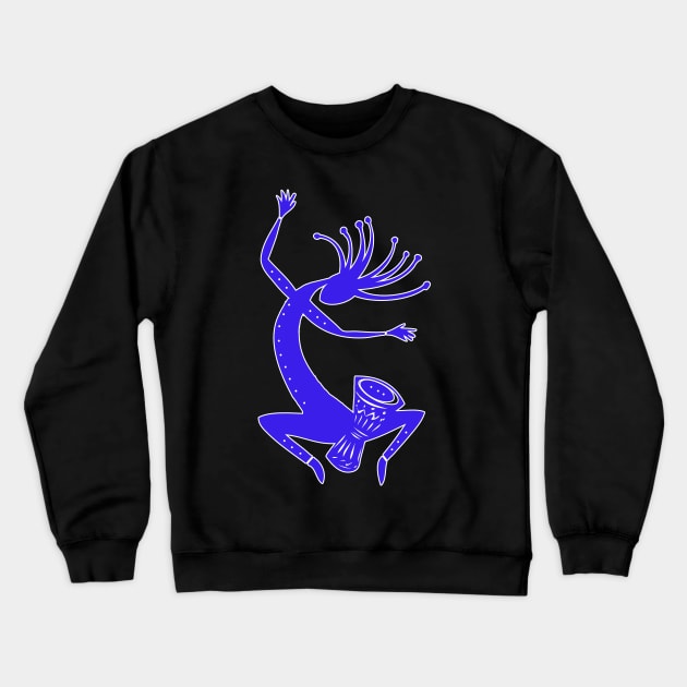 Kokopelli Drummer Crewneck Sweatshirt by RockettGraph1cs